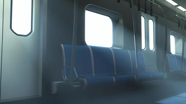 海外風の電車の光が差し込むまばゆい座席 電車,電車内,背景,乗り物,座席,吊り革,公共機関,交通機関,通勤,通学のイラスト素材