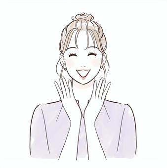 拍手して喜ぶ女性 人物,女性,きれい,リラックス,笑顔,微笑む,おしゃれ,可愛い,美人,20代のイラスト素材