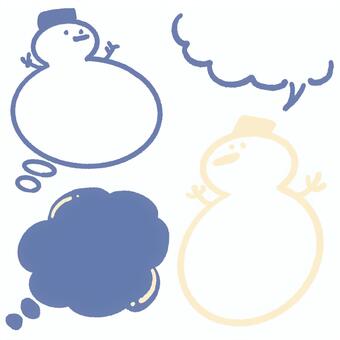 雪だるまと冬のふきだし 雪だるま,ゆきだるま,スノーマン,冬,青,白,吹き出し,ふきだし,素材,手帳のイラスト素材