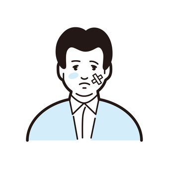 おじさん おじさん,男,中年男性,怪我,絆創膏のイラスト素材