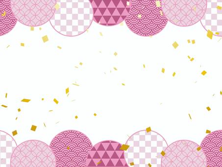 正月和風フレーム年賀状 年賀状,和柄,和風,正月,可愛い,美しい,ベクター,紙吹雪,パーティー,お祝いのイラスト素材