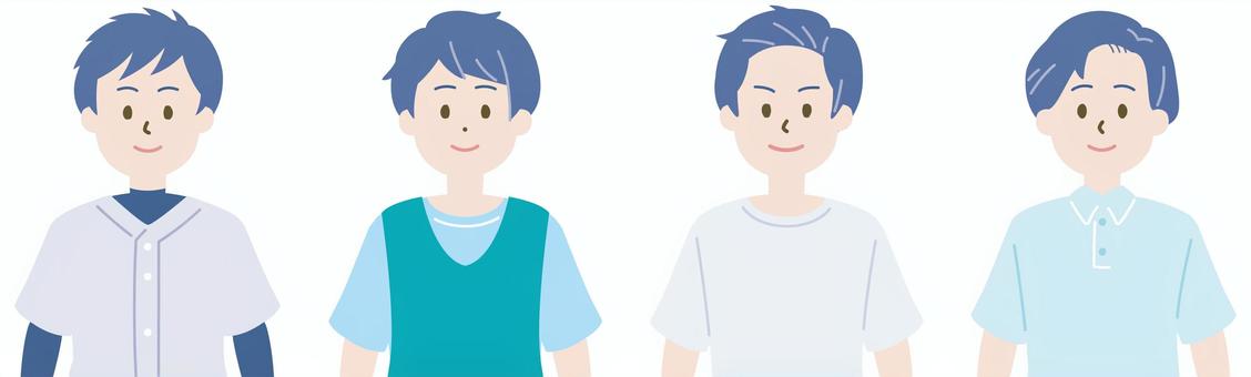 男子学生02_部活 中学生,高校生,制服,ユニフォーム,上半身,手書き,男子,ポロシャツ,半袖,セットのイラスト素材