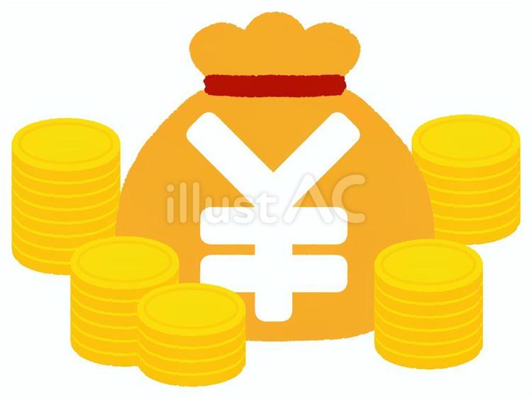 お金の袋とコイン（円） お金,袋,コインのイラスト素材