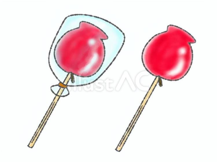 りんご飴(グレーの線) りんご飴,りんご,フルーツのイラスト素材