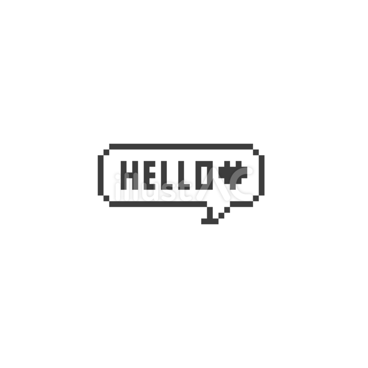 ドット絵のふきだし hello4 ピクセル,かわいい,吹き出しのイラスト素材