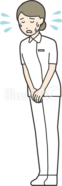  看護師女性白衣-316-全身 看護師,女性,謝るのイラスト素材