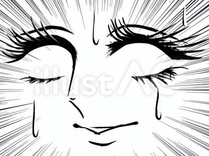 昔の少女漫画風白目で驚く女のドアップ顔