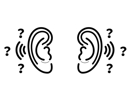 難聴＆空耳 難聴,耳,セット,ひびき,聴覚,聴力,聞く,音,遠い,聞こえづらいのイラスト素材