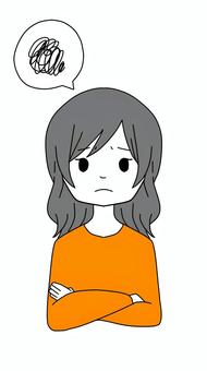 困ってる人② 人,表情,困る,腕組み,女性のイラスト素材