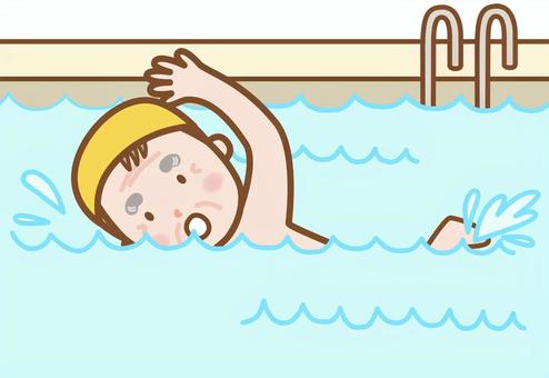 おじいさん：スイミング 水泳,スイミング,泳ぐ,プール,水着,心肺機能,運動,スポーツ,健康,リラックスのイラスト素材