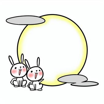 Tsukimi rabbit frame notepad round frame, the moon viewing, autumn, autumn, JPG and PNG