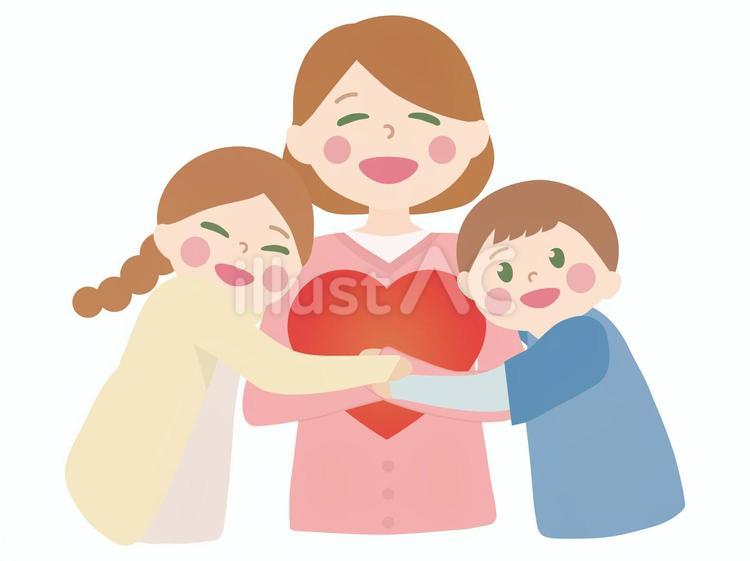 母を抱きしめる子供たち 親子,子ども,お母さんのイラスト素材
