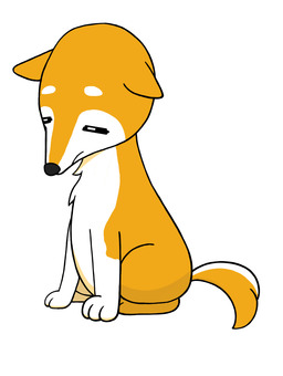 いぬのイラスト　涙なし2 いぬ,イヌ,犬,悲しい,寂しい,動物,泣くのイラスト素材