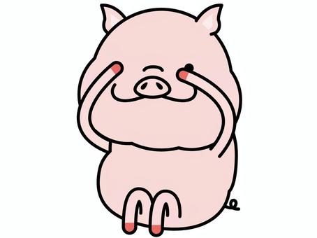 ブタさん チラ見 チラ見,覗き見,豚,恐る恐る,キャラクター,動物,哺乳類,ベクター,イラストのイラスト素材