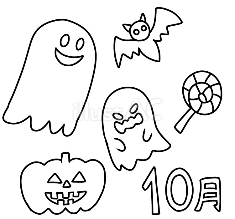 ハロウィン10月塗り絵 ハロウィン,10月,秋のイラスト素材