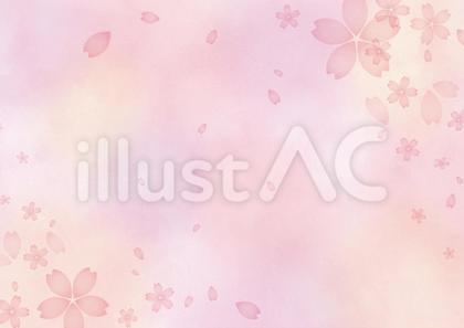 桜水彩ピンク背景01_横