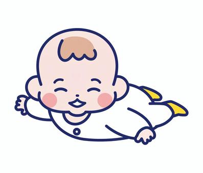 笑顔の赤ちゃんのイラスト(腹這い) 笑顔の赤ちゃんのイラスト(腹這い) 赤ちゃん,乳児,笑顔のイラスト素材