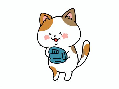 バッチコーイ！守備はまかせろ猫ちゃん ねこ,キャッチャー,野球,スポーツ,キャッチボール,草野球,高校野球,球児,少年野球,練習のイラスト素材