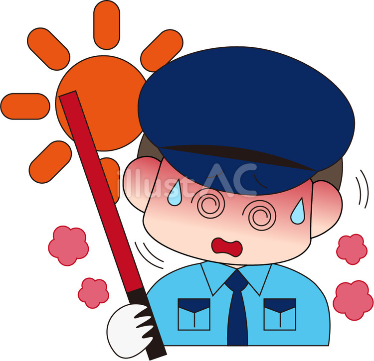 熱中症　警備員 熱中症,めまい,ふらつきのイラスト素材