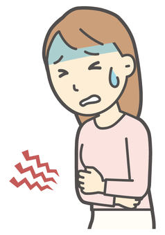  ロングヘア女性-071-バスト 腹痛,女性,女の子,人物,かわいい,胃痛,下痢,病気,バストアップ,上半身のイラスト素材