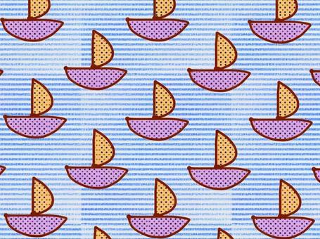 ヨットのパターン(ブルー) ヨット,船,パターン,ブルー,青,模様,夏,シンプル,ボーダー,ドットのイラスト素材