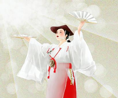 神社少女真正的舞神道儀式, JPG 神社少女真正的舞神道儀式, 巫女的, 手繪, 水彩般的, JPG