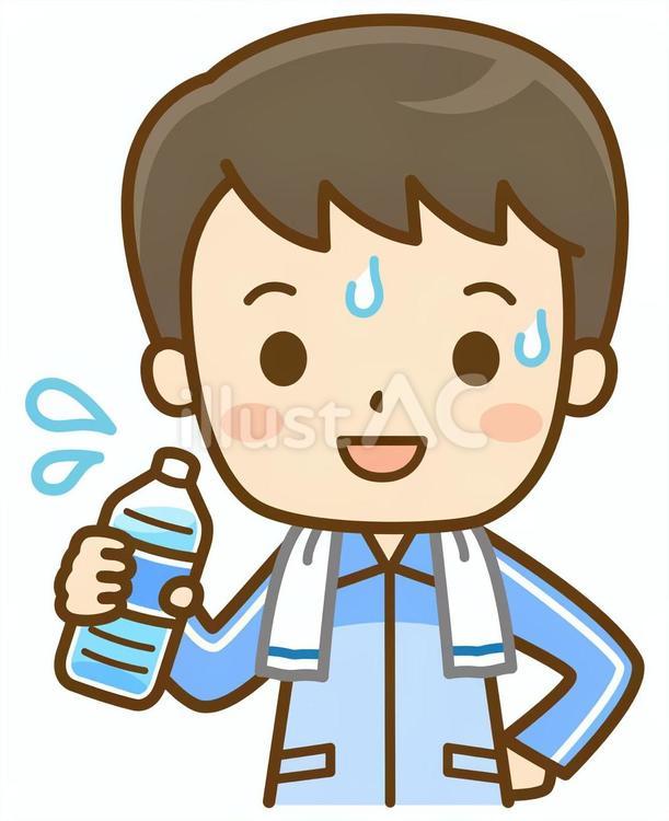 水分補給するジャージ姿の男性 ペットボトル,水,水分のイラスト素材