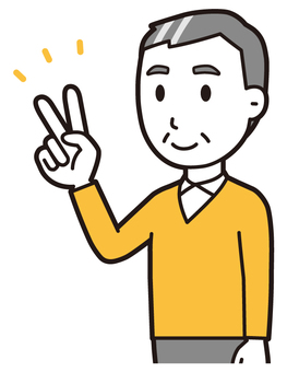 ニット中年男性(黄)-467-バスト  ニット中年男性(黄)-467-バスト 数字,おじさん,男性,中年,お父さん,パパ,シニア,ミドルエイジ,人物,かわいいのイラスト素材