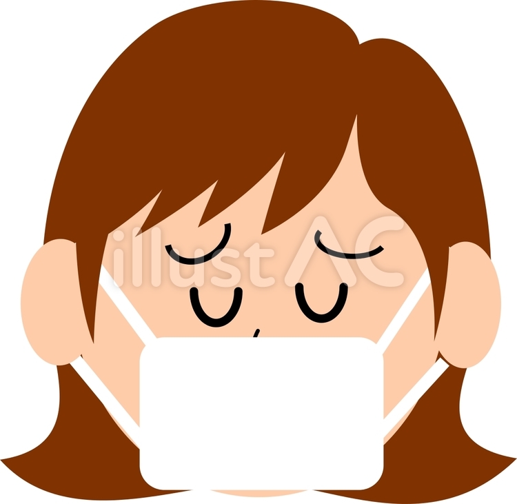 マスク姿　女性　若い（顔） マスク,女,風邪のイラスト素材