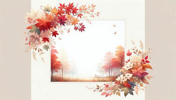 Illustration frame material of maple leaves with beautiful autumn leaves, , JPG