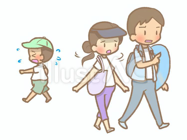 浮き輪を持って外出-迷子210528 迷子,家族,外出のイラスト素材