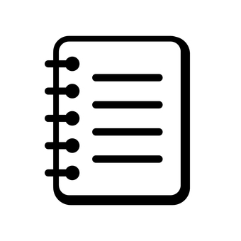 モノクロのメモ帳のアイコン メモ帳,メモ,ノート,手帳,ノートブック,連絡帳,白黒,モノクロ,リングノート,文房具のイラスト素材