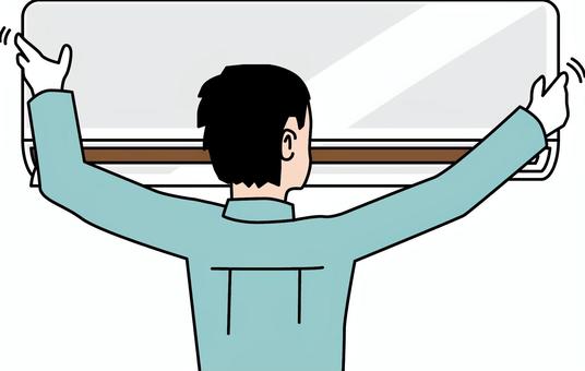 クーラー取付 クーラー,冷房,暖房,エアコン,家電,設置,修理,業者,男性のイラスト素材