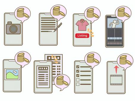 Illustration, smartphone, proyek sisih, income, 