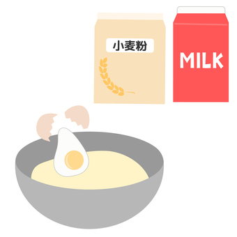 ボウルに卵を割り入れるイラスト 卵,割る,入れる,ボウル,材料,料理,お菓子作り,パン,小麦粉,牛乳のイラスト素材