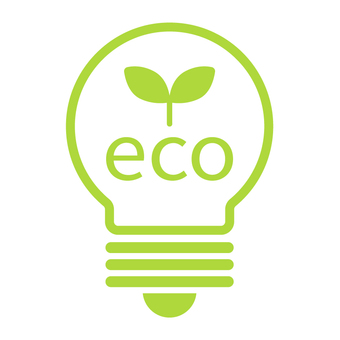 電気代節約(エコ)のイラストロゴ素材 エコ,エコロジー,sdgs,電球,電気代,節電,節約,発電,アイコン,環境のイラスト素材