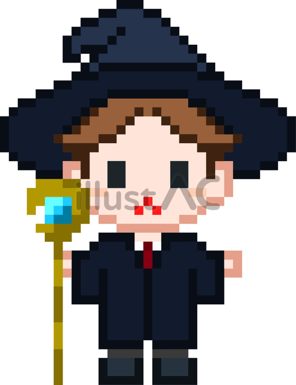 ドット絵の魔法学校の男の子です。 ドット絵,魔法学校,学生のイラスト素材