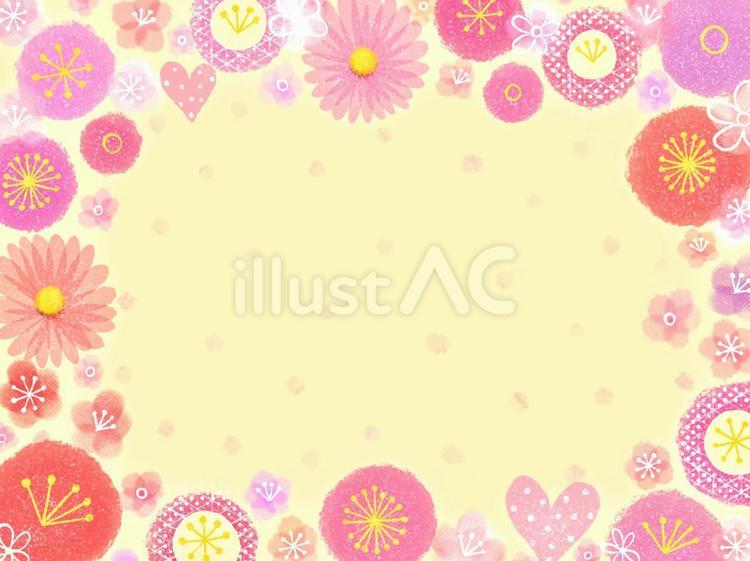 ピンクな椿と梅の花畑2 椿,梅,花のイラスト素材