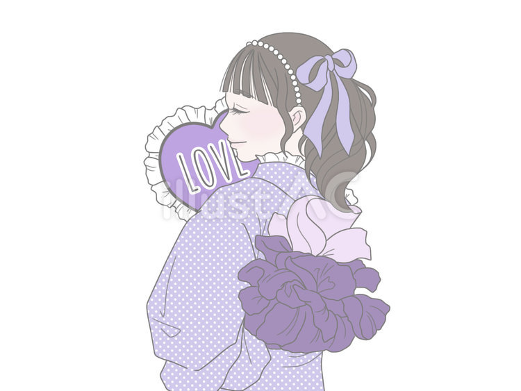 推し活　浴衣の女の子　紫 推し活,オタ活,浴衣のイラスト素材