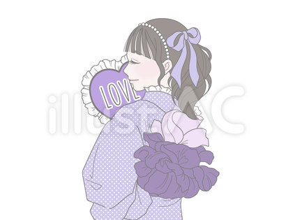 推し活 浴衣の女の子 紫