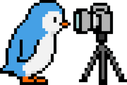ドット絵のカメラに近づく青のペンギンです ドット絵,ペンギン,接近,近づく,シンプル,カメラ目線,アップ,正面,どアップ,動物のイラスト素材