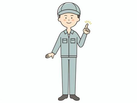 指差しする男性作業員 指差しする男性作業員 笑顔,ポイント,指差し,説明,教える,解説,アドバイス,重要,強調,男性のイラスト素材