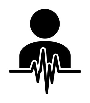 人物と鼓動 脈,波線,人物,心拍,アイコン,黒,シルエットのイラスト素材
