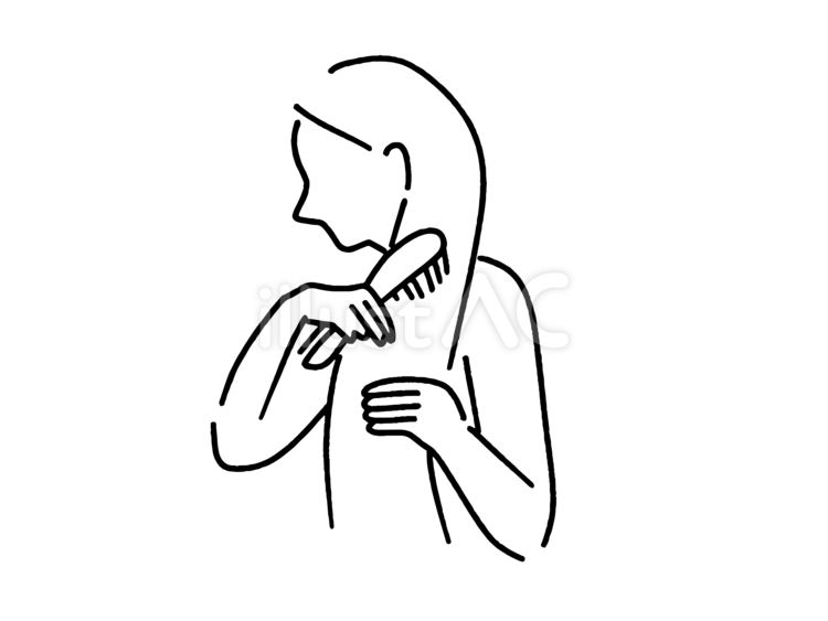 髪の毛をくしでとかす人 髪の毛,とかす,お手入れのイラスト素材