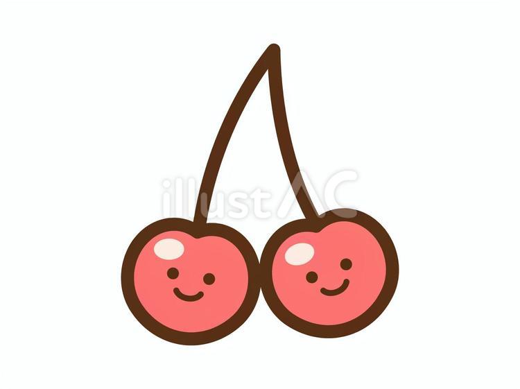 青果_さくらんぼちゃん 果物,さくらんぼ,シンプルのイラスト素材