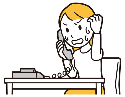  ロングヘア女性(黄)-037-バスト 電話,びっくり,女性,女の子,人物,かわいい,表情,感情,落ち込む,ショックのイラスト素材