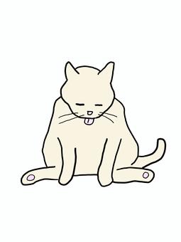 毛繕いする白ネコ 猫,白ネコ,家猫,飼い猫,動物,毛繕い,かわいいのイラスト素材