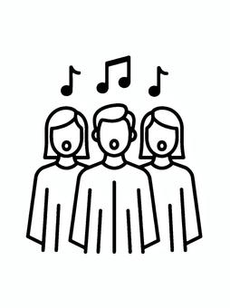 合唱 合唱,シンプル,白黒,デジタル,線画のイラスト素材