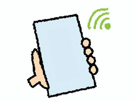 スマートフォン スマートフォン,機器,電波,お知らせ用,宣伝用,pop調,手描き,挿絵,ワンポイント,素材のイラスト素材