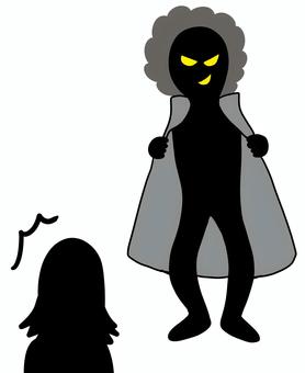 露出狂２ 露出狂,変質者,女性,男性,びっくり,驚く,にやにや,コート,全裸,裸のイラスト素材
